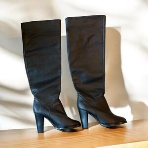 Colin Stuart Black Tall Leather Heeled Boots